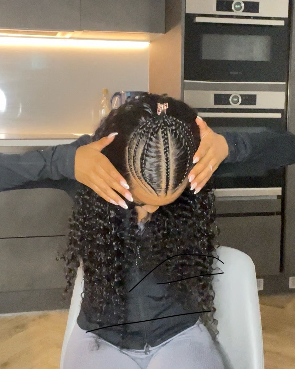 13x6 PRE-STYLED PRE-BRAIDED CURLY 30” LACE FRONTAL WIG